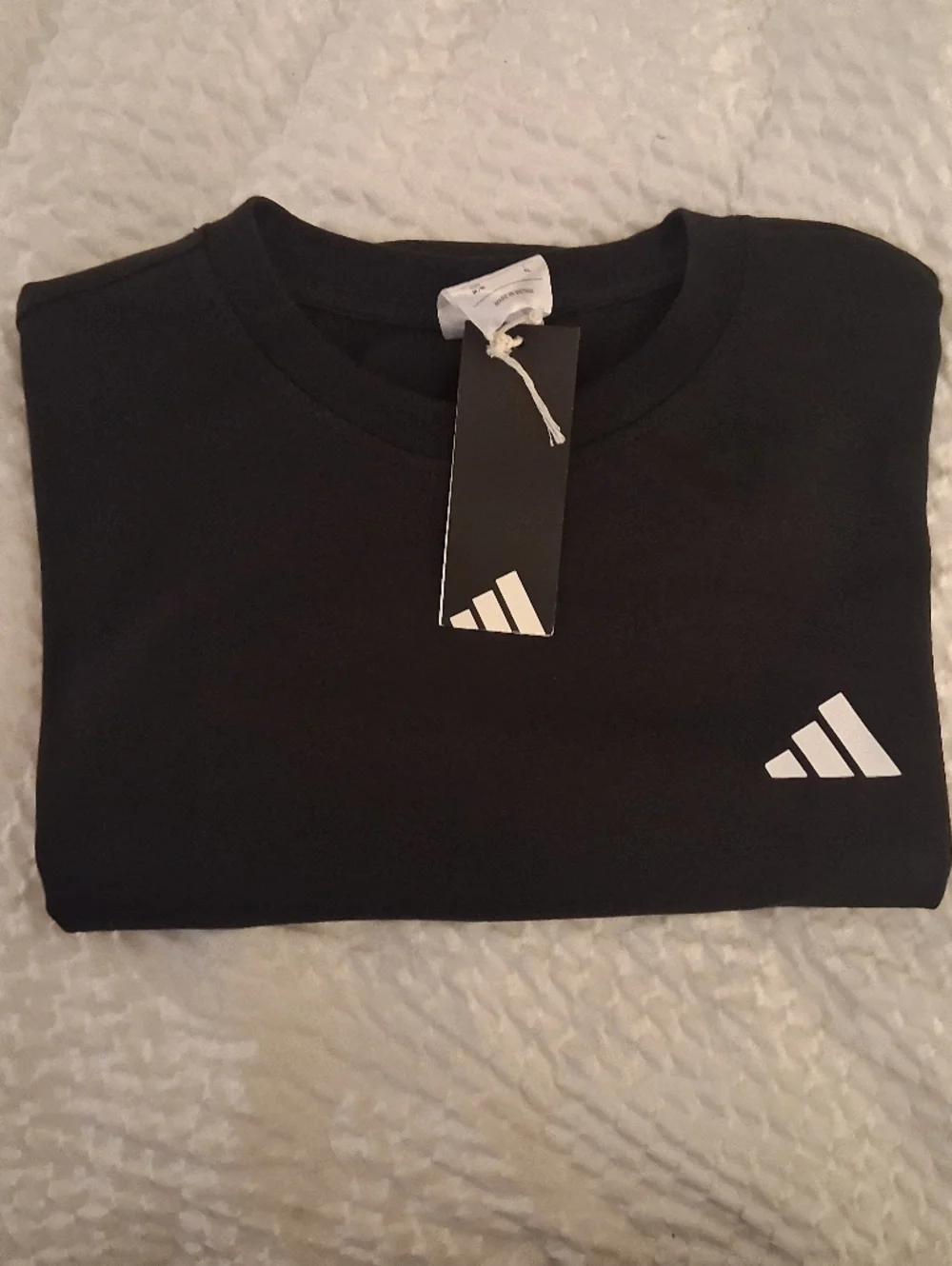 adidas Black Short Sleeve Crew T-Shirt with White Logo